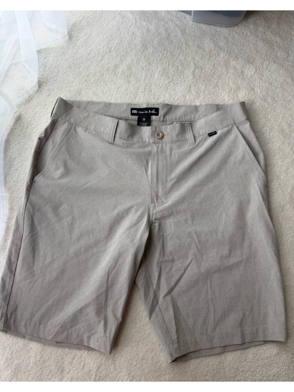 Travis Mathew Men's Flat Front Beige Shorts